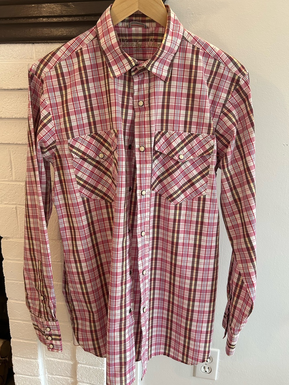 Pink Plaid Button-Down Shirt for Women – Classic Long Sleeve